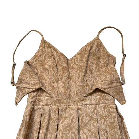 Y2K 90s Tan Brocade Mini Dress - Picture 5 of 11